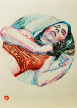 Алан Хатагты (Авторская графика - 
                  30 x 42 см) Аллегорическое тондо