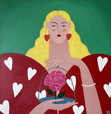 Ксения Хромцова (Картина, живопись - 
                  40 x 40 см) Дама сердец в красном