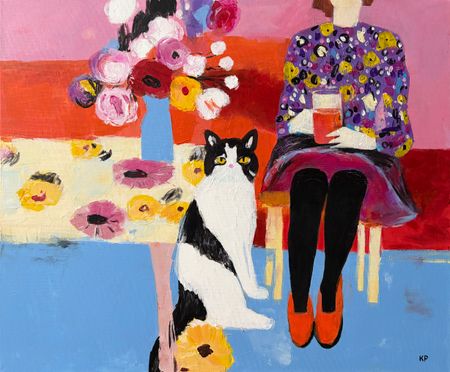 Катерина Пахомова (Картина, живопись - 
                  60 x 50 см) Кот в цветах