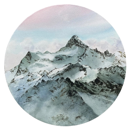 Юлия Дёмина (Картина, живопись - 
                  40 x 40 см) Горы. Штавлери. Зефирное настроение