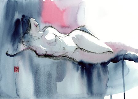Виктория Севастьянова (Авторская графика - 
                  38 x 28 см) Nude life drawing 012