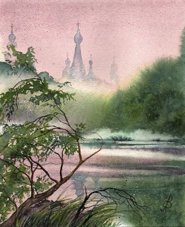 Алла Валежина (Авторская графика - 
                  30 x 39 см) Ты меня на рассвете разбудишь