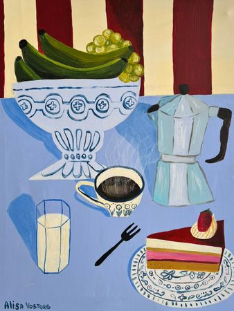 AlisaVostorg (Картина, живопись - 
                  50 x 60 см) Беззаботное утро выходного дня