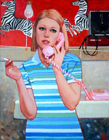 Александра Сергеева (Картина, живопись - 
                  35 x 45 см) Марго и телефонный разговор