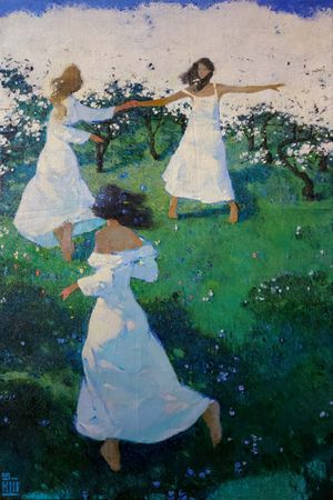 Игорь Крапарь-Щербаков (Картина, живопись - 
                  80 x 120 см) Нимфы в саду