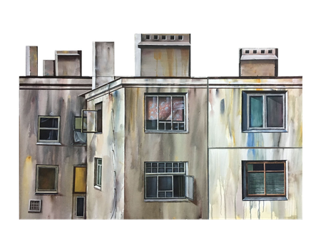 Динара Хёртнагль (Картина, живопись - 
                  150 x 120 см) Угловой дом (картина+NFT)