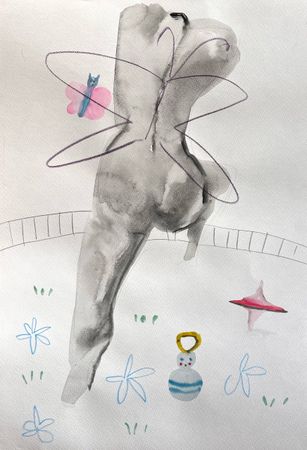 Лина Кордюченко (Авторская графика - 
                  30 x 40 см) Как бабочка