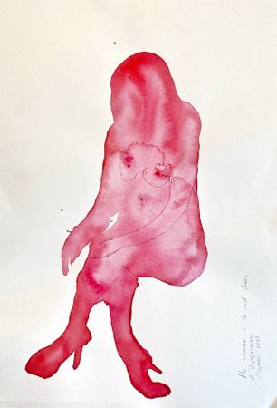 Анастасия Трапезникова (Авторская графика - 
                  30 x 40 см) The woman in the red shoes