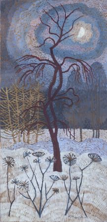 Екатерина Кудрявцева (Картина, живопись - 
                  65 x 135 см) Старая яблоня и зонтики сныти