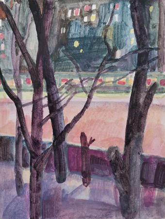 Анна Гордеева (Авторская графика - 
                  17 x 19 см) Розовый снег
