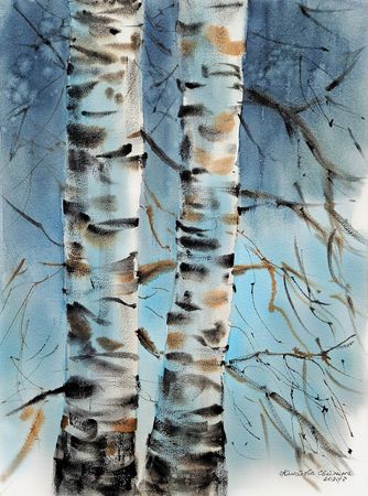 Светлана Юматова (Авторская графика - 
                  30 x 40 см) Медовая береза