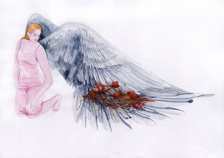 Оля Душкина (Авторская графика - 
                  60 x 42 см) Еду подносящая