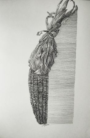Наталия Рокотова (Авторская графика - 
                  30 x 40 см) Кукуруза