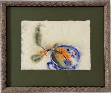 Алина Буглеева (Авторская графика - 
                  29 x 25 см) Османтус душистый и китайская чашечка