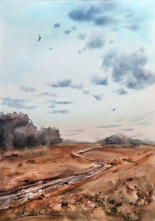Светлана Юматова (Авторская графика - 
                  26 x 36 см) По дороге к морю
