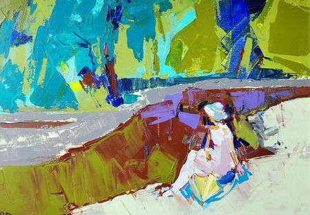 Олеся Лишаева (Картина, живопись - 
                  70 x 50 см) У реки