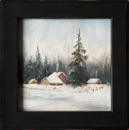 Светлана Юматова (Картина, живопись - 
                  27 x 27 см) Хорошо в деревне зимой!