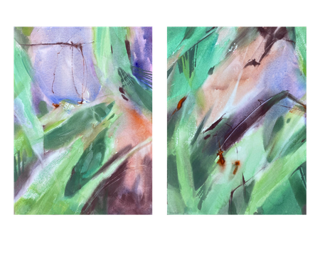 Анна Богинская (Авторская графика - 
                  56 x 38 см) Диптих "Южный вечер"