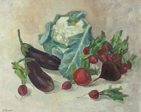 Елена Санина (Картина, живопись - 
                  50 x 40 см) К столу