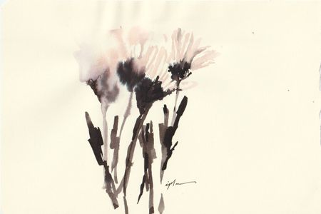 Виктория Зарецкая (embrassé par la muse) (Авторская графика - 
                  20.6 x 13.9 см) Chrysanthèmes