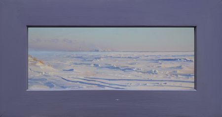 Михаил Псюрников (Картина, живопись - 
                  24.6 x 9.4 см) Туман на заливе