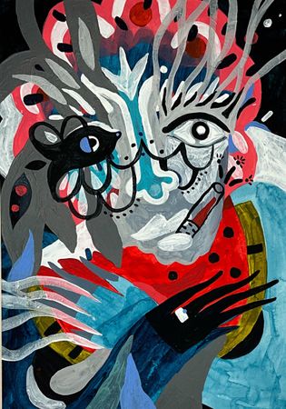 Лена Романовская (Авторская графика - 
                  21 x 30 см) Клавдия и арбуз