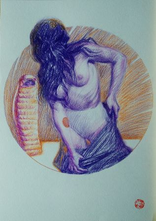 Алан Хатагты (Авторская графика - 
                  30 x 42 см) Аллегорическое тондо