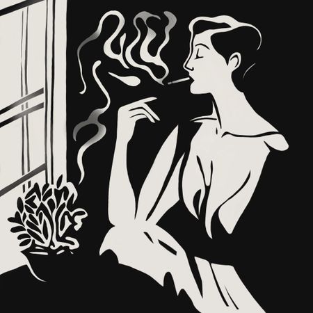 Нина Цориева (Картина, живопись - 
                  50 x 50 см) Курящая