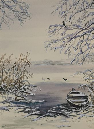 Елена Санина (Авторская графика - 
                  30 x 40 см) Оттепель