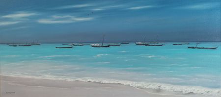 Елена Истомина (Картина, живопись - 
                  90 x 40 см) Рыбацкая деревня Нунгви, о-в Занзибар