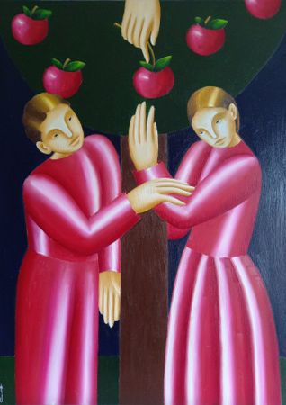 Саша Катинаускиене (Картина, живопись - 
                  50 x 70 см) Пара под яблоней