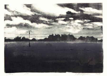 Ольга Безлепкина (Графика печатная - 
                  70 x 50 см) Поле. Сумерки