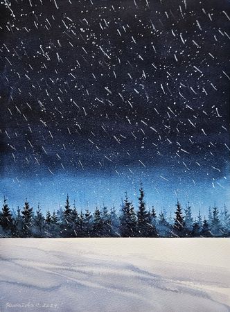 Светлана Юматова (Авторская графика - 
                  28 x 39 см) Падал прошлогодний снег