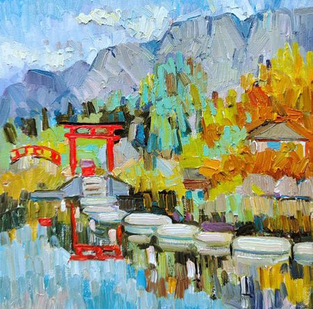 Олеся Лишаева (Картина, живопись - 
                  30 x 30 см) Зеркальный пруд