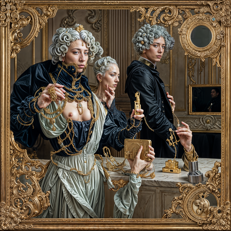 Ринат Абдрахманов (Rinatto L'bank) (Графика цифровая (принты) - 
                  90 x 90 см) Машина роскоши: ризома золота и тел