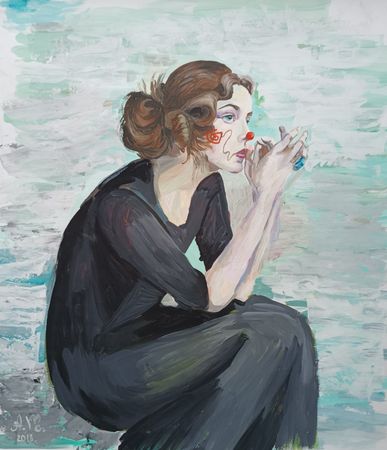 Анастасия Акулова (Авторская графика - 
                  40 x 45 см) Мыслями где-то там