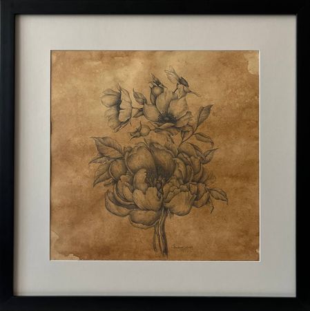 ELENA SKUTOVA (Авторская графика - 
                  57 x 57 см) Flowers #2