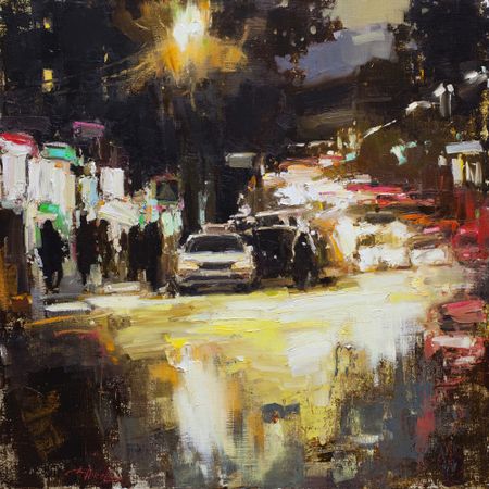 Евгений Бурцев (Картина, живопись - 
                  60 x 60 см) Огни ночного города