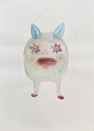 Лина Кордюченко (Авторская графика - 
                  30 x 40 см) В домике