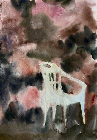 Алина Буглеева (Авторская графика - 
                  25 x 49 см) Один среди гортензий