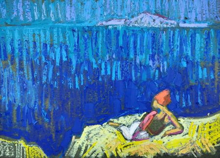 Олеся Лишаева (Авторская графика - 
                  41 x 29 см) Синее море