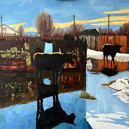 Дарья Палагина (Картина, живопись - 
                  110 x 110 см) По дороге домой