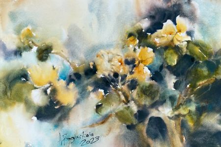 Анна Богинская (Авторская графика - 
                  56 x 38 см) Желтая герань