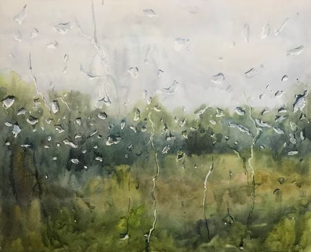 Александра Курьянова (Авторская графика - 
                  50 x 40 см) За окном темнело