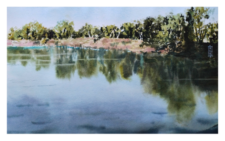 Александр Кормилицын (Авторская графика - 
                  42 x 25.3 см) Спокойная вода