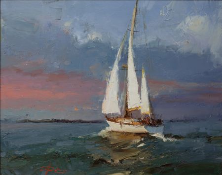 Евгений Бурцев (Картина, живопись - 
                  50 x 40 см) Алый закат