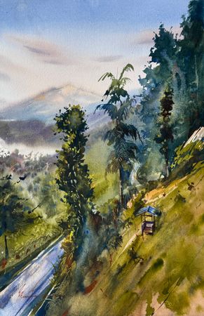 Жанна Губина (Авторская графика - 
                  30 x 45 см) В горах Цейлона