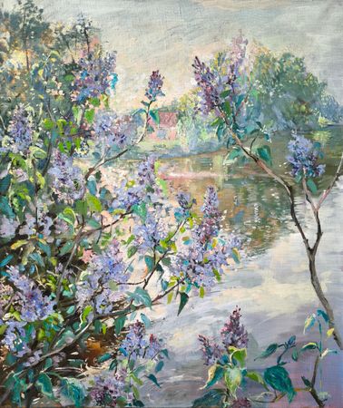 Галина Третьякова (Картина, живопись - 
                  50 x 60 см) Сирень на закате