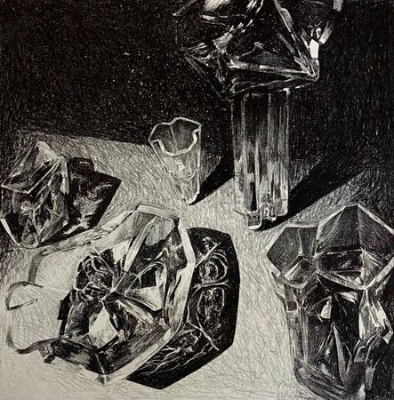 Лариса Шелиховская (Графика печатная - 
                  36 x 36 см) Стекло