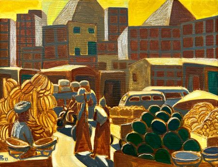 Мила Гаврилова (Картина, живопись - 
                  40 x 30 см) Стихийный базар в Каире